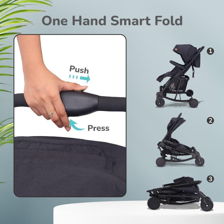 Rock N Roll 2 In 1 Baby Stroller Cum Rocker, Light Weight, Compact Travel Friendly, One Hand Fold - Black - Image 3