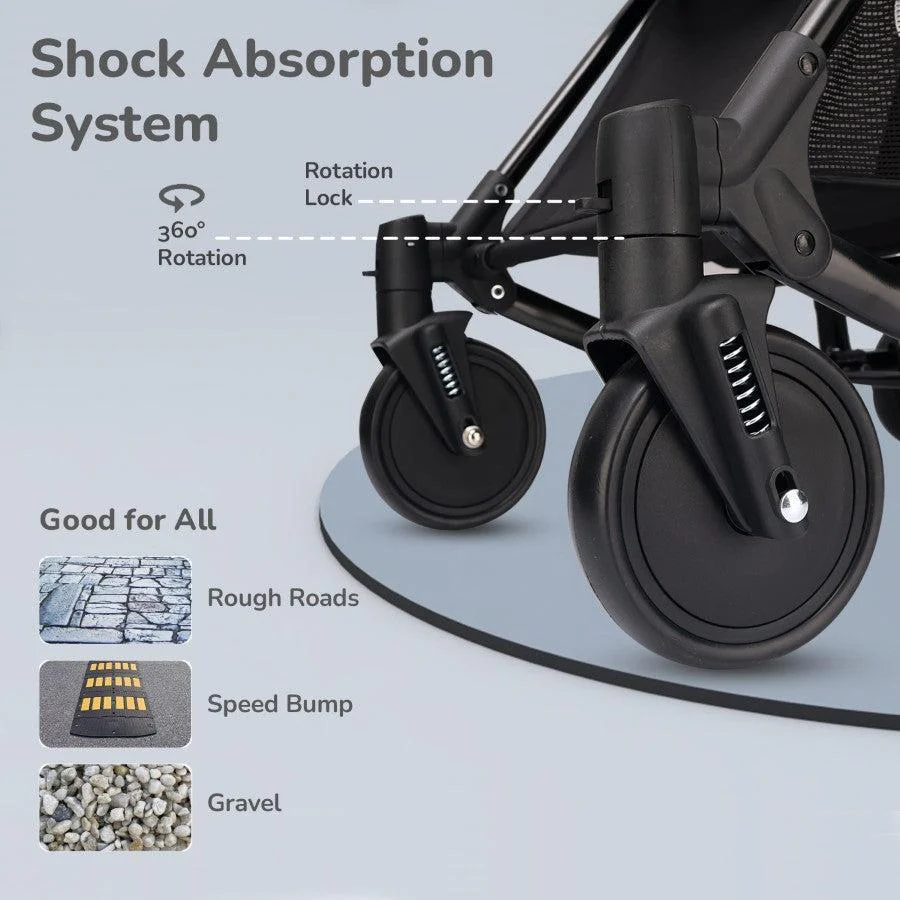 Rock N Roll 2 In 1 Baby Stroller Cum Rocker, Light Weight, Compact Travel Friendly, One Hand Fold - Black - Image 4
