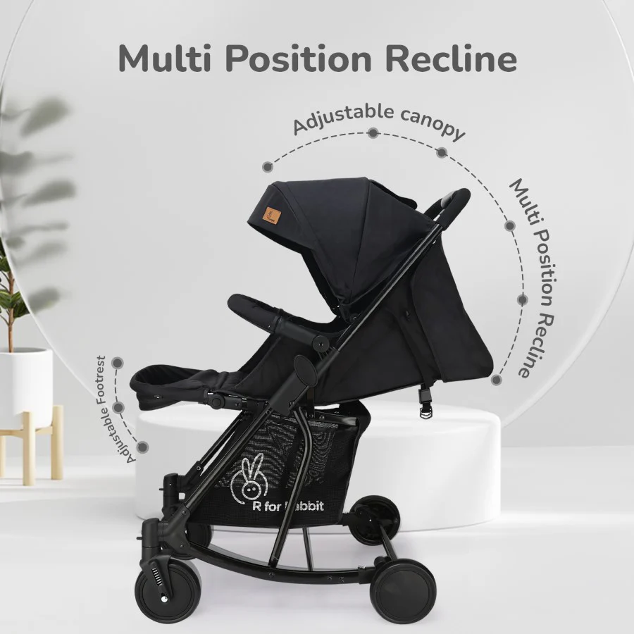 Rock N Roll 2 In 1 Baby Stroller Cum Rocker, Light Weight, Compact Travel Friendly, One Hand Fold - Black - Image 7
