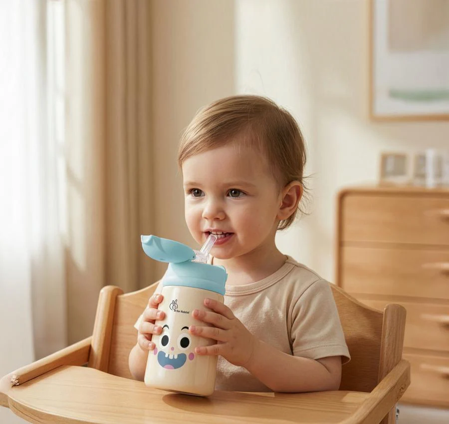 Steebo Smiley 300ml Stainless Steel Straw Sipper Bottle for Babies with 304 Double Wall Insulation, BPA-Free Silicone Straw, Leak-Proof Lid & BIS Certified Safety (9+ Months) - Image 10