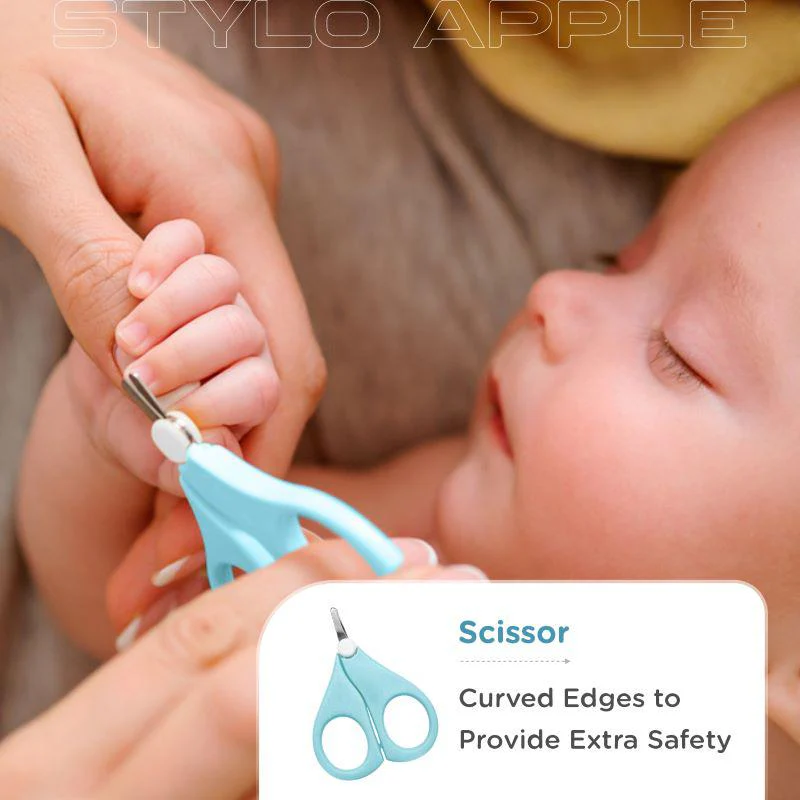 Stylo Apple Baby Manicure Set Nail Cutter & Nail Filer, Scissor, Tweezer, Ear Pick - Image 10