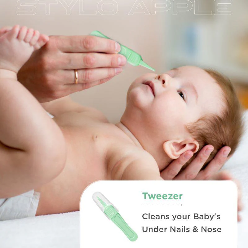 Stylo Apple Baby Manicure Set Nail Cutter & Nail Filer, Scissor, Tweezer, Ear Pick - Image 5