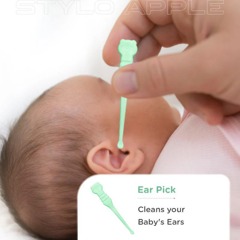 Stylo Apple Baby Manicure Set Nail Cutter & Nail Filer, Scissor, Tweezer, Ear Pick - Image 6