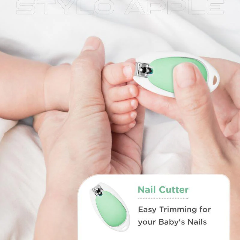 Stylo Apple Baby Manicure Set Nail Cutter & Nail Filer, Scissor, Tweezer, Ear Pick - Image 7