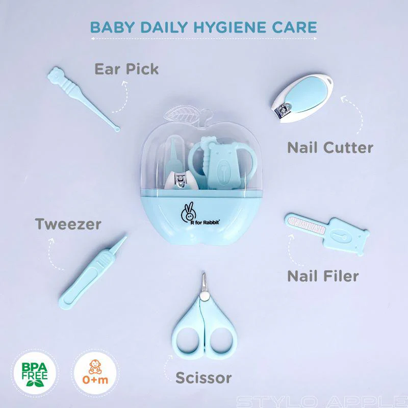 Stylo Apple Baby Manicure Set Nail Cutter & Nail Filer, Scissor, Tweezer, Ear Pick - Image 9