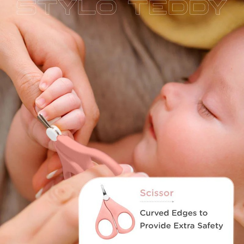 Stylo Teddy Baby Manicure Set Nail Cutter & Nail Filer, Scissor, Tweezer, Ear Pick - Image 3