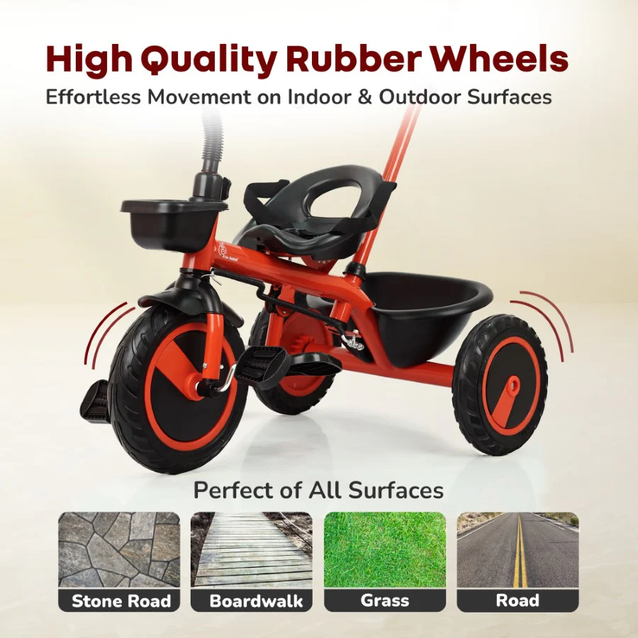 Tiny Toes R20 Plus Tricycle for Kids with Safety Certification, Plug-and-Play Design, Rubber Wheels & Steel Frame - Image 11