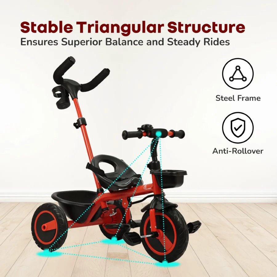 Tiny Toes R20 Plus Tricycle for Kids with Safety Certification, Plug-and-Play Design, Rubber Wheels & Steel Frame - Image 13