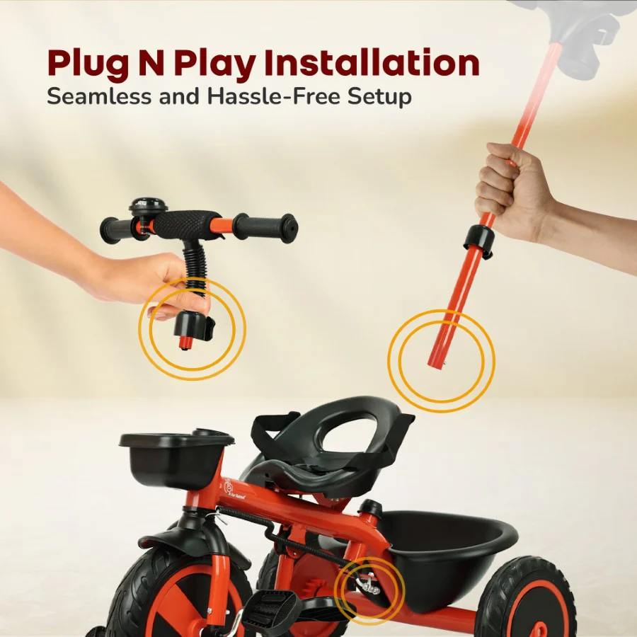 Tiny Toes R20 Plus Tricycle for Kids with Safety Certification, Plug-and-Play Design, Rubber Wheels & Steel Frame - Image 15