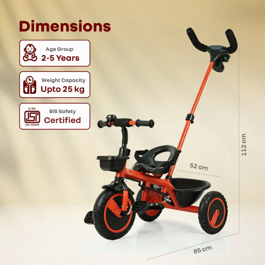 Tiny Toes R20 Plus Tricycle for Kids with Safety Certification, Plug-and-Play Design, Rubber Wheels & Steel Frame - Image 17