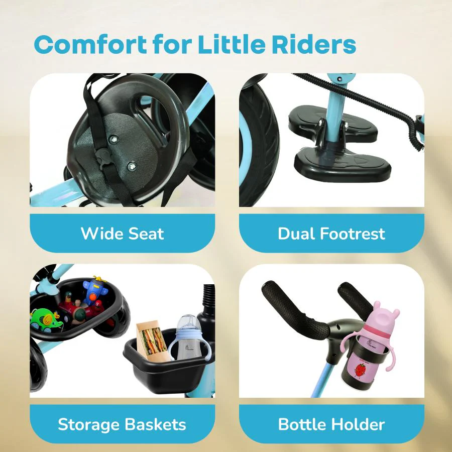 Tiny Toes R20 Plus Tricycle for Kids with Safety Certification, Plug-and-Play Design, Rubber Wheels & Steel Frame - Image 20
