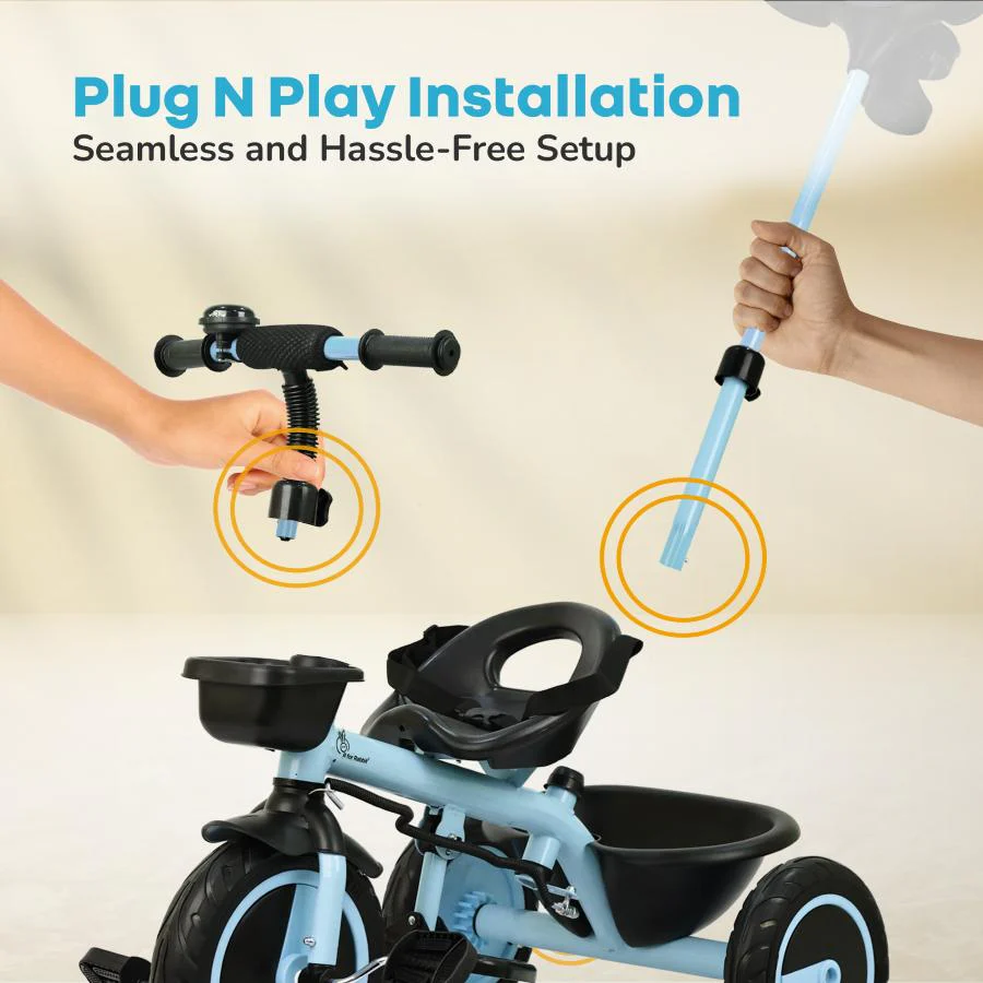 Tiny Toes R20 Plus Tricycle for Kids with Safety Certification, Plug-and-Play Design, Rubber Wheels & Steel Frame - Image 21