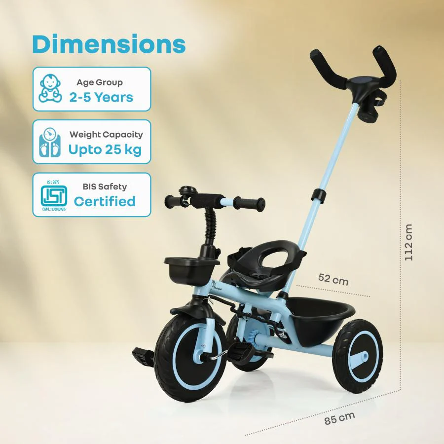 Tiny Toes R20 Plus Tricycle for Kids with Safety Certification, Plug-and-Play Design, Rubber Wheels & Steel Frame - Image 22
