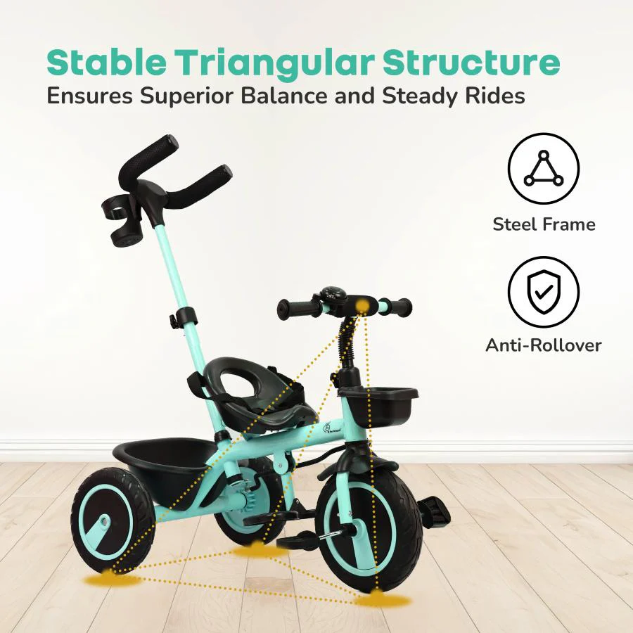 Tiny Toes R20 Plus Tricycle for Kids with Safety Certification, Plug-and-Play Design, Rubber Wheels & Steel Frame - Image 5