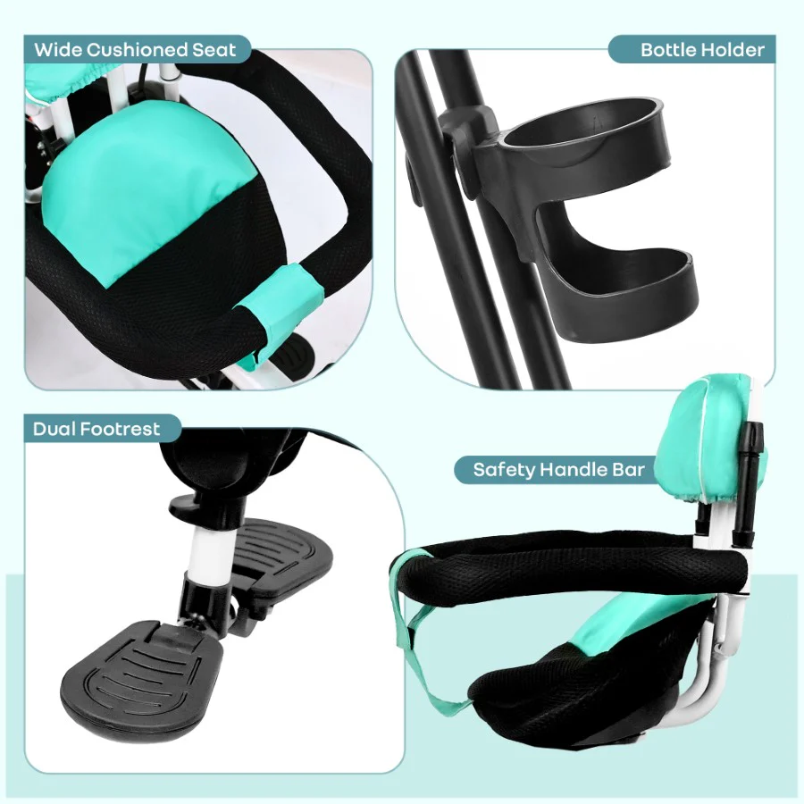 Tiny Toes R40 Ace 360° Rotatable Seat Baby Tricycle with Parent Control Handle, Adjustable Canopy & EVA Wheels (2–5 Years) - Image 14