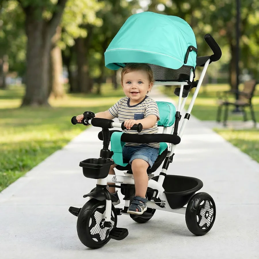 Tiny Toes R40 Ace 360° Rotatable Seat Baby Tricycle with Parent Control Handle, Adjustable Canopy & EVA Wheels (2–5 Years) - Image 9