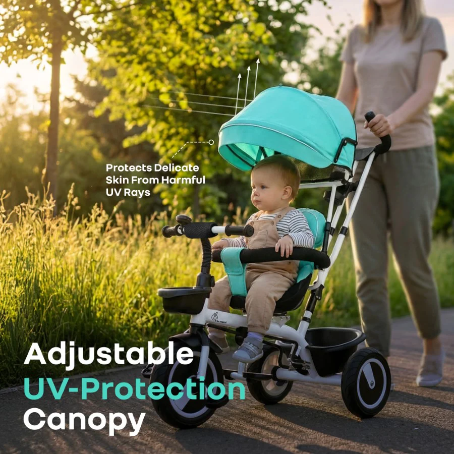 Tiny Toes R40 Plus Baby Tricycle with Canopy, Footrests, Plug-N-Play Wheels & Adjustable Parent Handle (Up to 25 kg) - Image 12