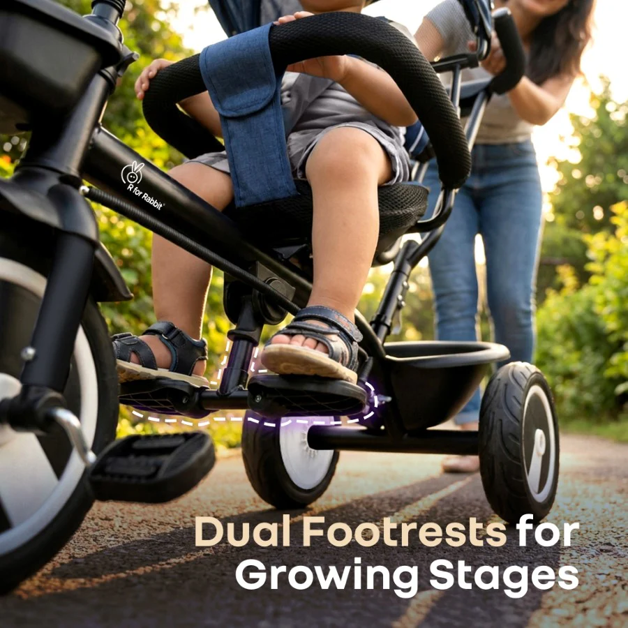 Tiny Toes R40 Plus Baby Tricycle with Canopy, Footrests, Plug-N-Play Wheels & Adjustable Parent Handle (Up to 25 kg) - Image 7
