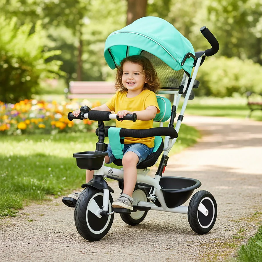 Tiny Toes R40 Plus Baby Tricycle with Canopy, Footrests, Plug-N-Play Wheels & Adjustable Parent Handle (Up to 25 kg) - Image 9