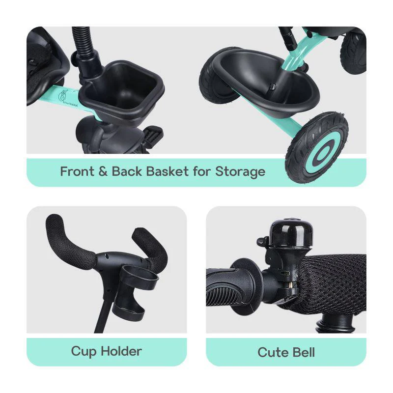 Tiny Toes T20 Plus Tricycle - 2 in 1, Rubber Wheels, Adjustable Parental Control, Cup Holder - Image 20
