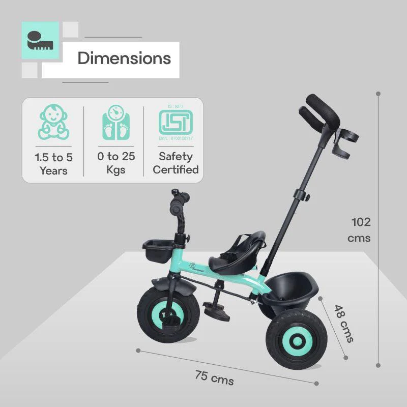 Tiny Toes T20 Plus Tricycle - 2 in 1, Rubber Wheels, Adjustable Parental Control, Cup Holder - Image 21