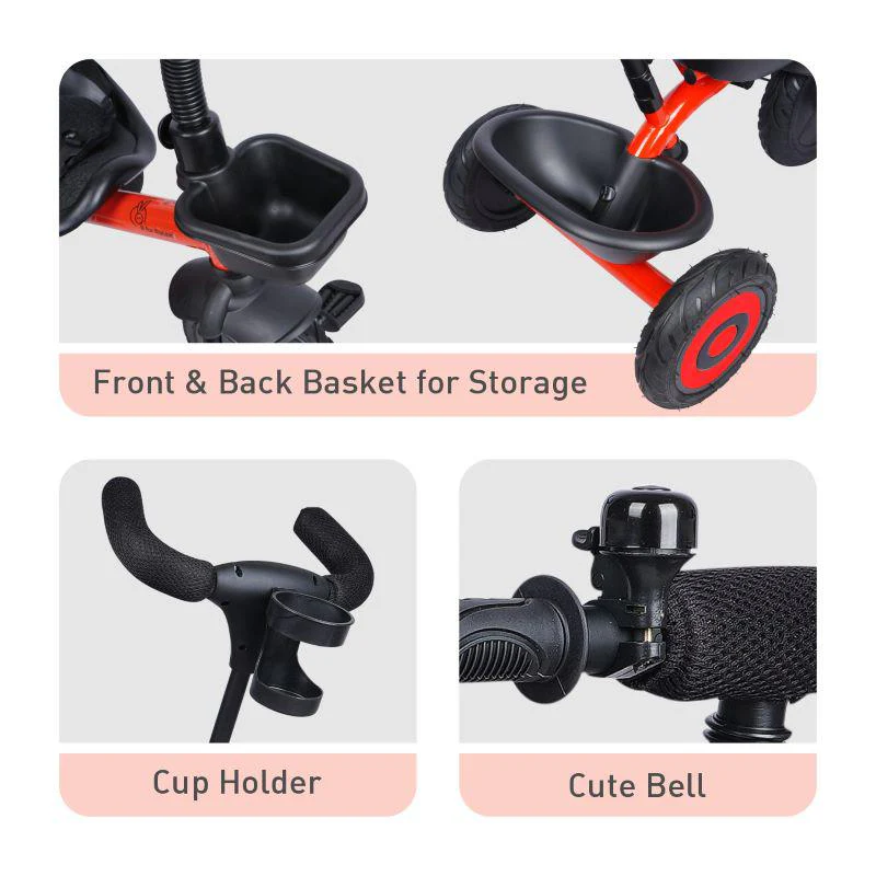 Tiny Toes T20 Plus Tricycle - 2 in 1, Rubber Wheels, Adjustable Parental Control, Cup Holder - Image 6
