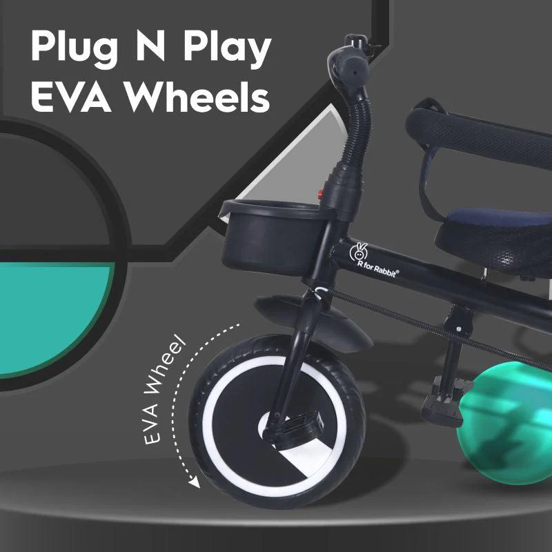 Tiny Toes T30 Ace Tricycle - 3 in 1, Adjustable Parental Control & Canopy, Front & Rear Basket - Image 11