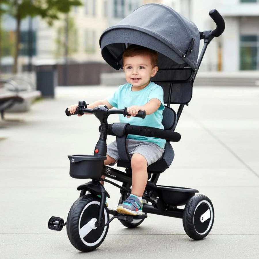 Tiny Toes T30 Ace Tricycle - 3 in 1, Adjustable Parental Control & Canopy, Front & Rear Basket - Image 15