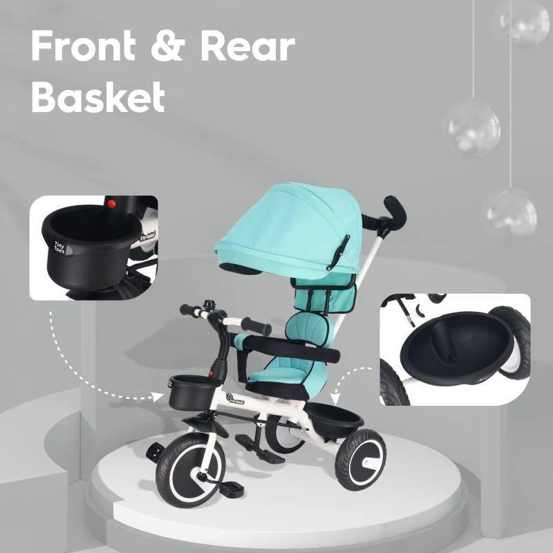 Tiny Toes T30 Ace Tricycle - 3 in 1, Adjustable Parental Control & Canopy, Front & Rear Basket - Image 28