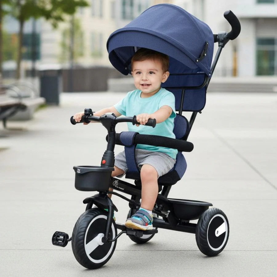 Tiny Toes T30 Ace Tricycle - 3 in 1, Adjustable Parental Control & Canopy, Front & Rear Basket - Image 7