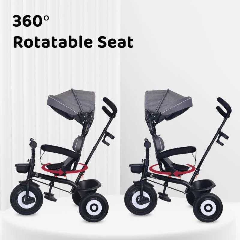 Tiny Toes T40 Ace Tricycle - EVA Wheels, 360 Rotatable Seat, Adjustable Canopy, Parental Control, Front & Rear Baskets - Image 9