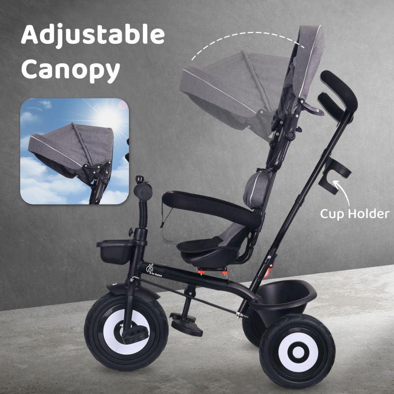 Tiny Toes T40 Ace Tricycle - EVA Wheels, 360 Rotatable Seat, Adjustable Canopy, Parental Control, Front & Rear Baskets - Image 10