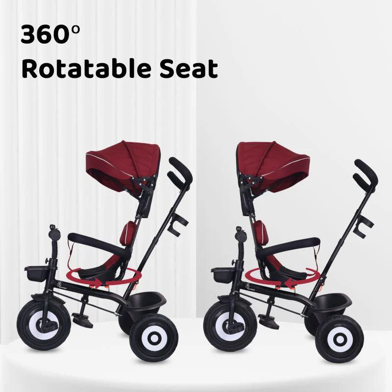 Tiny Toes T40 Ace Tricycle - EVA Wheels, 360 Rotatable Seat, Adjustable Canopy, Parental Control, Front & Rear Baskets - Image 3