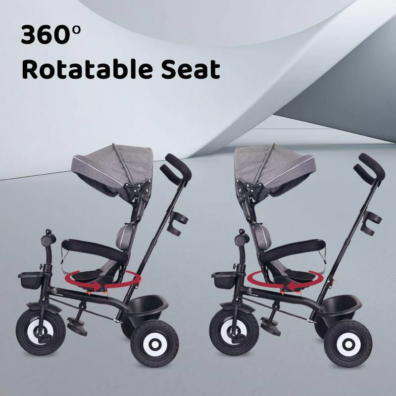 Tiny Toes T40 Plus Tricycle - Rubber Wheels, 360 Rotatable Seat, Adjustable Canopy, Parental Control, Front & Rear Baskets, 1.5-5 years - Image 9