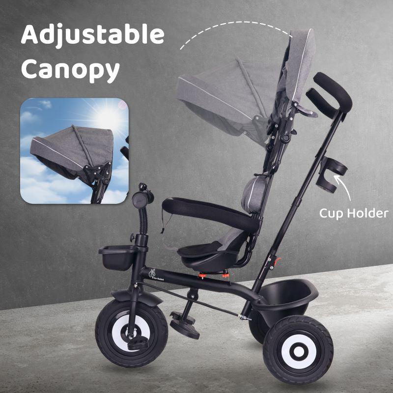Tiny Toes T40 Plus Tricycle - Rubber Wheels, 360 Rotatable Seat, Adjustable Canopy, Parental Control, Front & Rear Baskets, 1.5-5 years - Image 10
