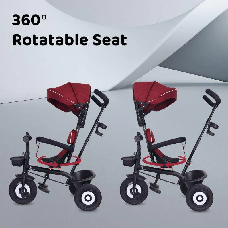 Tiny Toes T40 Plus Tricycle - Rubber Wheels, 360 Rotatable Seat, Adjustable Canopy, Parental Control, Front & Rear Baskets, 1.5-5 years - Image 3
