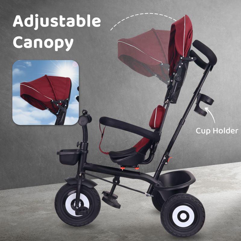 Tiny Toes T40 Plus Tricycle - Rubber Wheels, 360 Rotatable Seat, Adjustable Canopy, Parental Control, Front & Rear Baskets, 1.5-5 years - Image 4