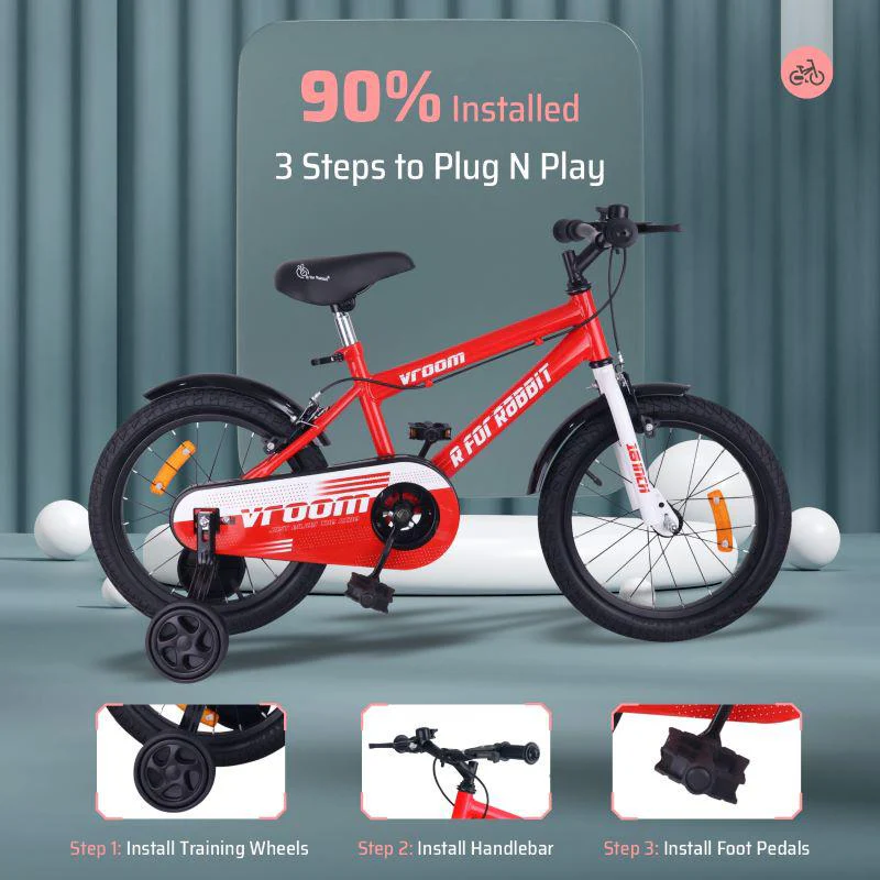 Vroom Bicycle For Kids 16 Inch With 90% Plug And Play For Ease Of Installation, Wide Training Wheels, Adjustable Seat, 4-7yrs, Upto 40kgs - Image 11