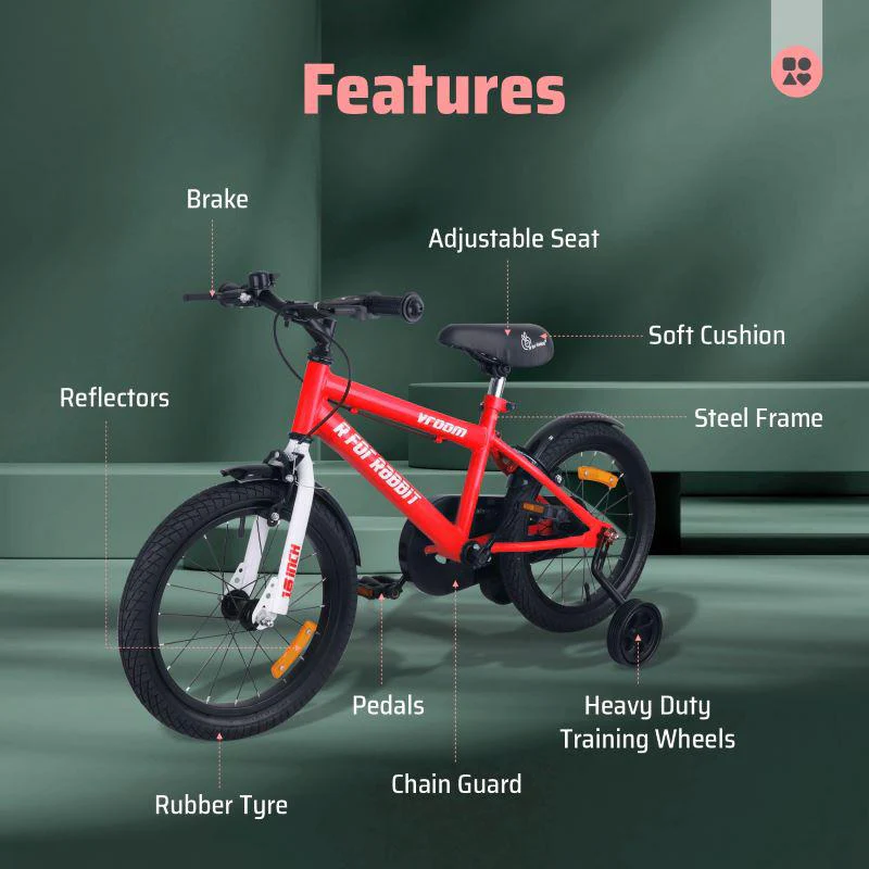 Vroom Bicycle For Kids 16 Inch With 90% Plug And Play For Ease Of Installation, Wide Training Wheels, Adjustable Seat, 4-7yrs, Upto 40kgs - Image 13