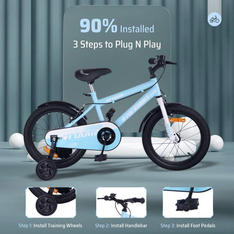 Vroom Bicycle For Kids 16 Inch With 90% Plug And Play For Ease Of Installation, Wide Training Wheels, Adjustable Seat, 4-7yrs, Upto 40kgs - Image 3