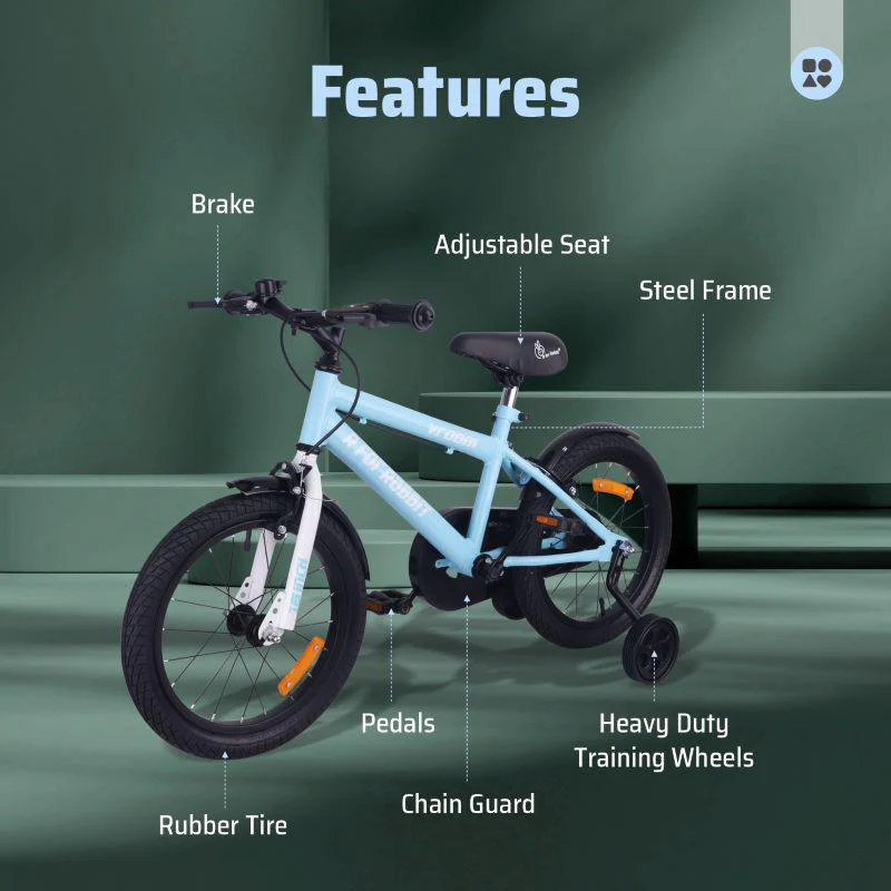 Vroom Bicycle For Kids 16 Inch With 90% Plug And Play For Ease Of Installation, Wide Training Wheels, Adjustable Seat, 4-7yrs, Upto 40kgs - Image 5
