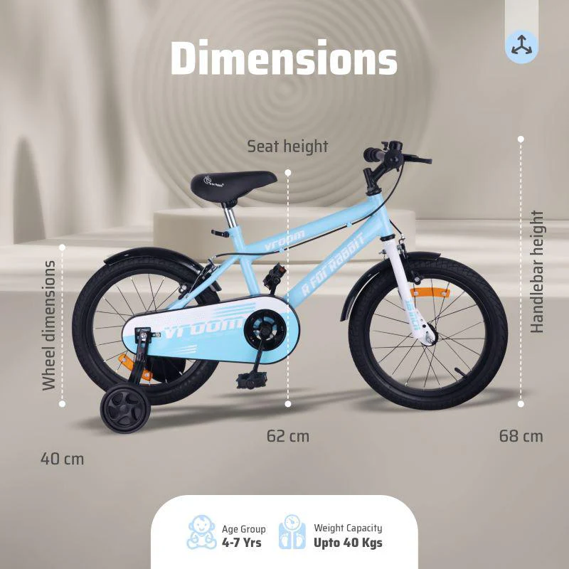 Vroom Bicycle For Kids 16 Inch With 90% Plug And Play For Ease Of Installation, Wide Training Wheels, Adjustable Seat, 4-7yrs, Upto 40kgs - Image 6